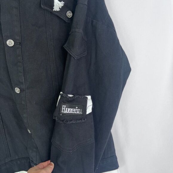 Polo Mano NWT Black & White Hooded Denim Cotton Jean Jacket Size LG - Picture 6 of 10